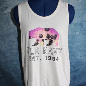 Old Navy Soft Washed Men's White Logo/Bear Tank Top ~M~